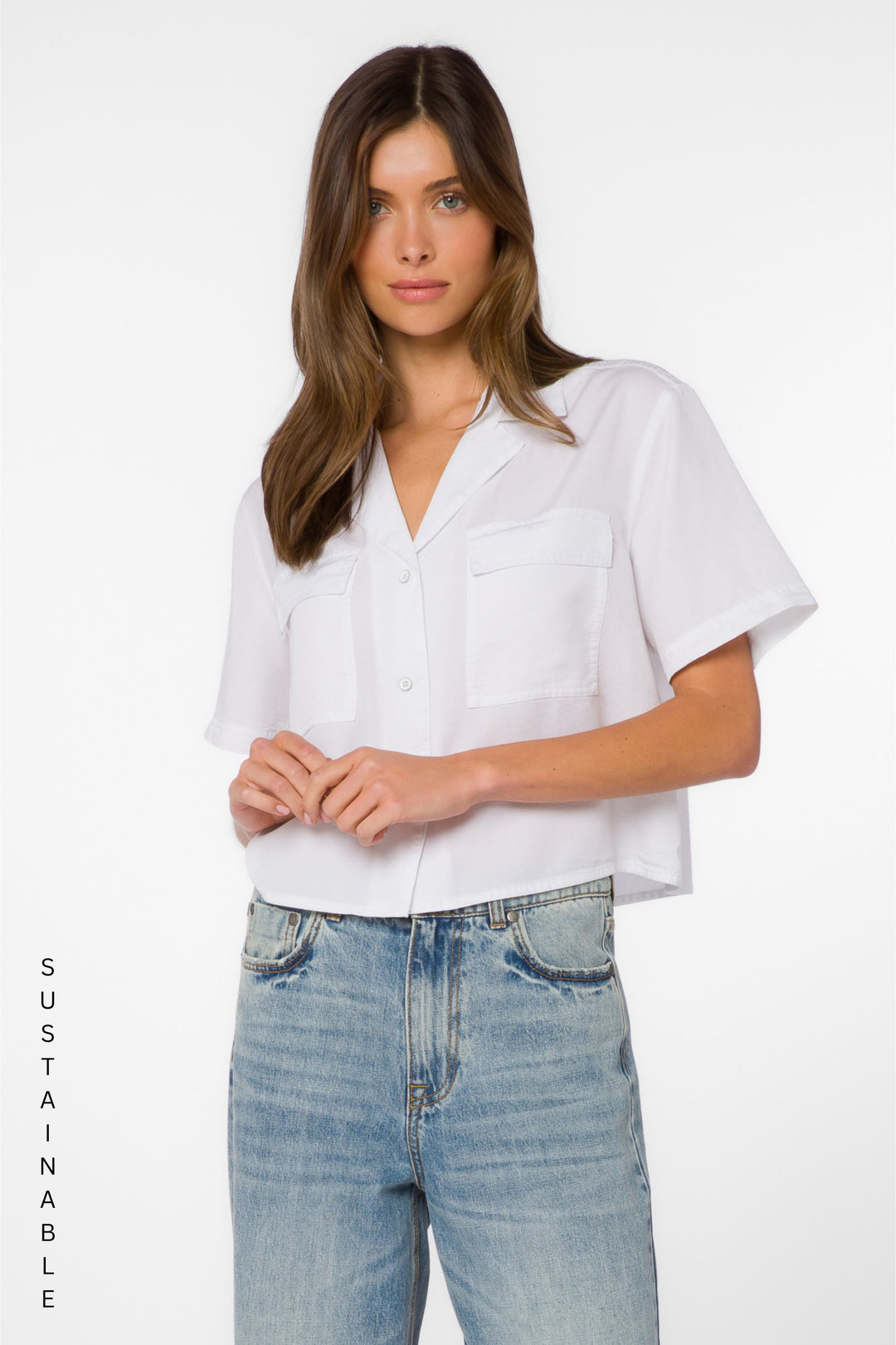 Lenora Optic White Shirt - Tops - Velvet Heart Clothing
