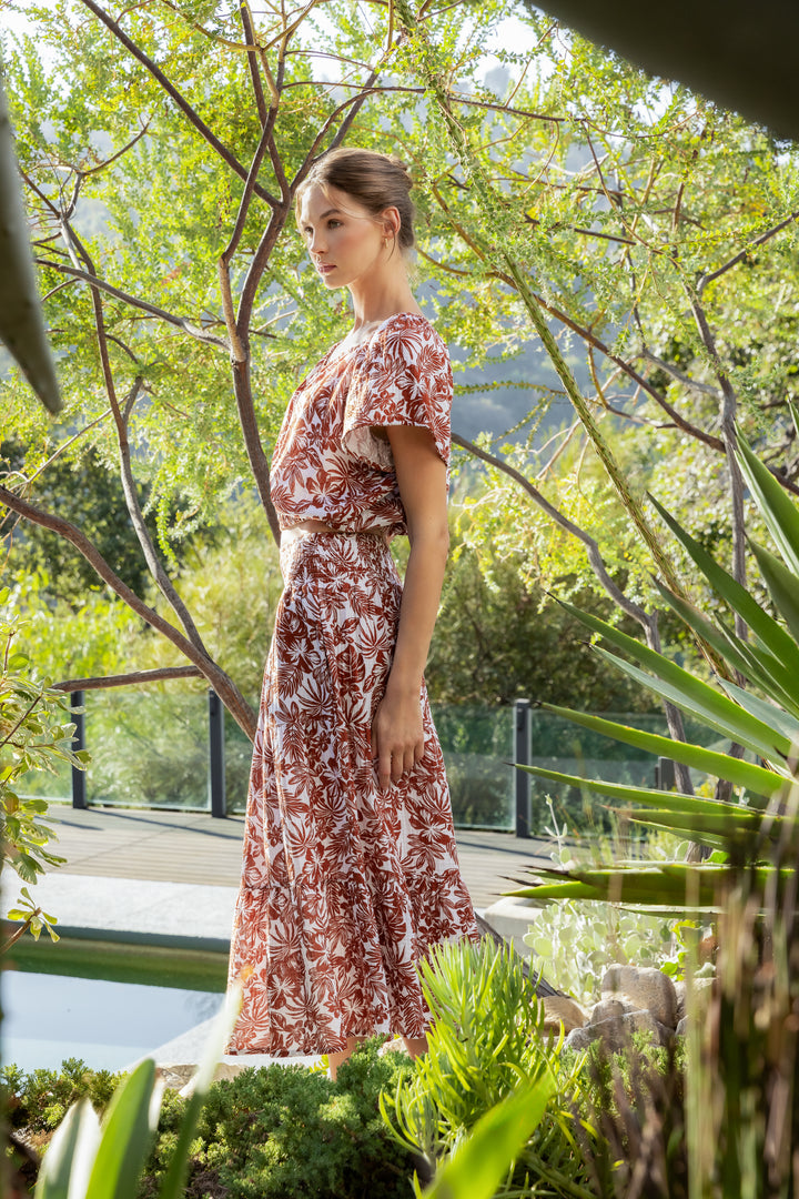 Kirra Brown Tropical Top