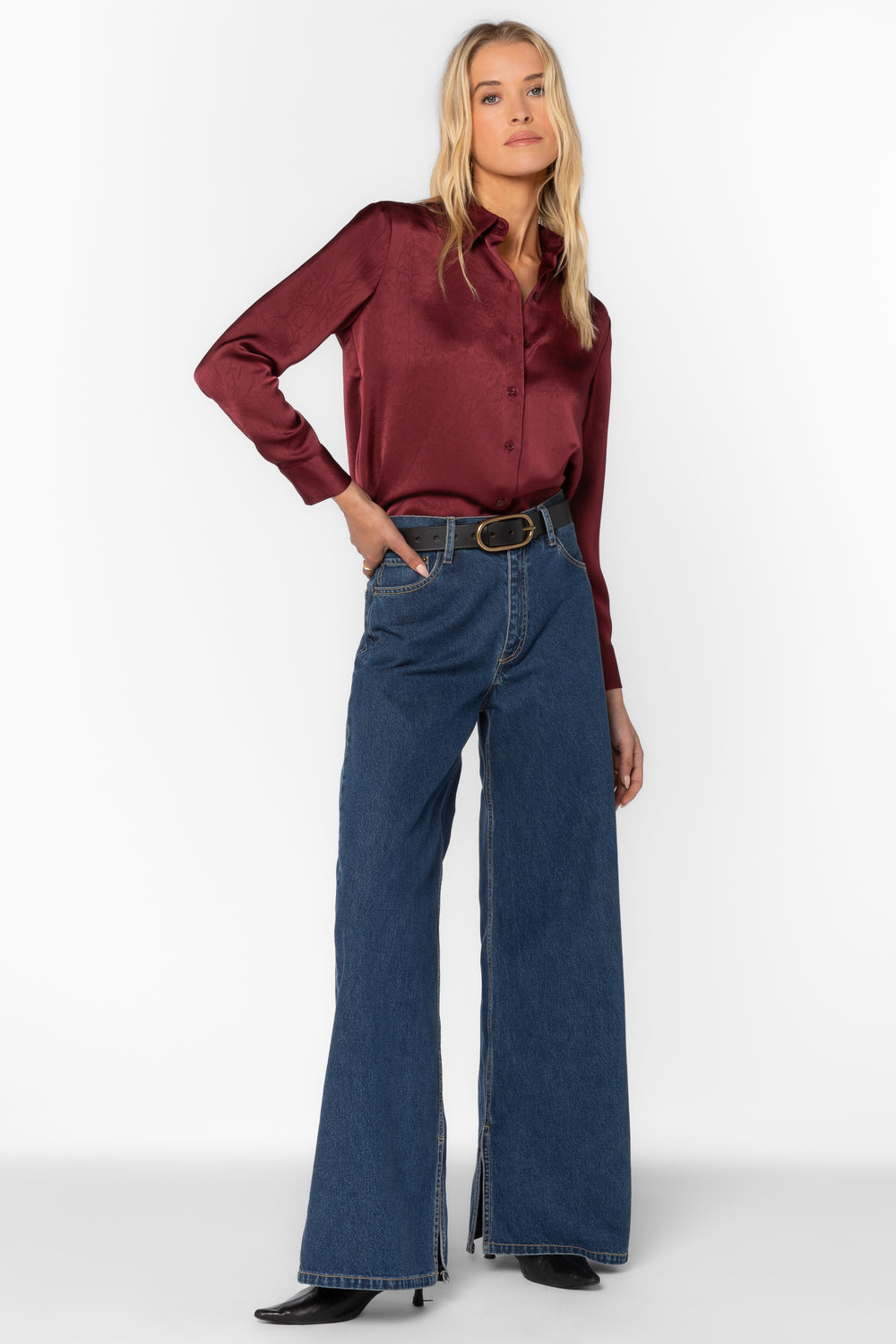 Adelynn Pinot Noir Shirt - Tops - Velvet Heart Clothing