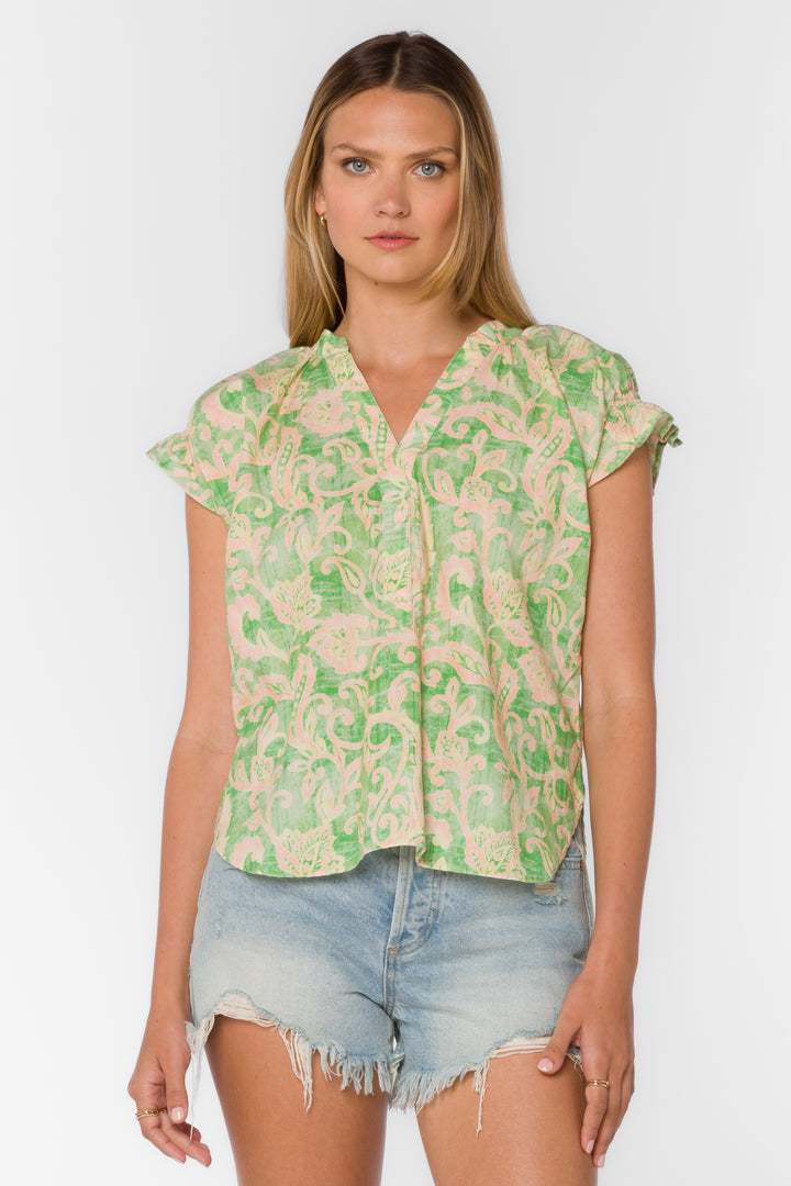 Avery Jacobean Floral Top - Tops - Velvet Heart Clothing