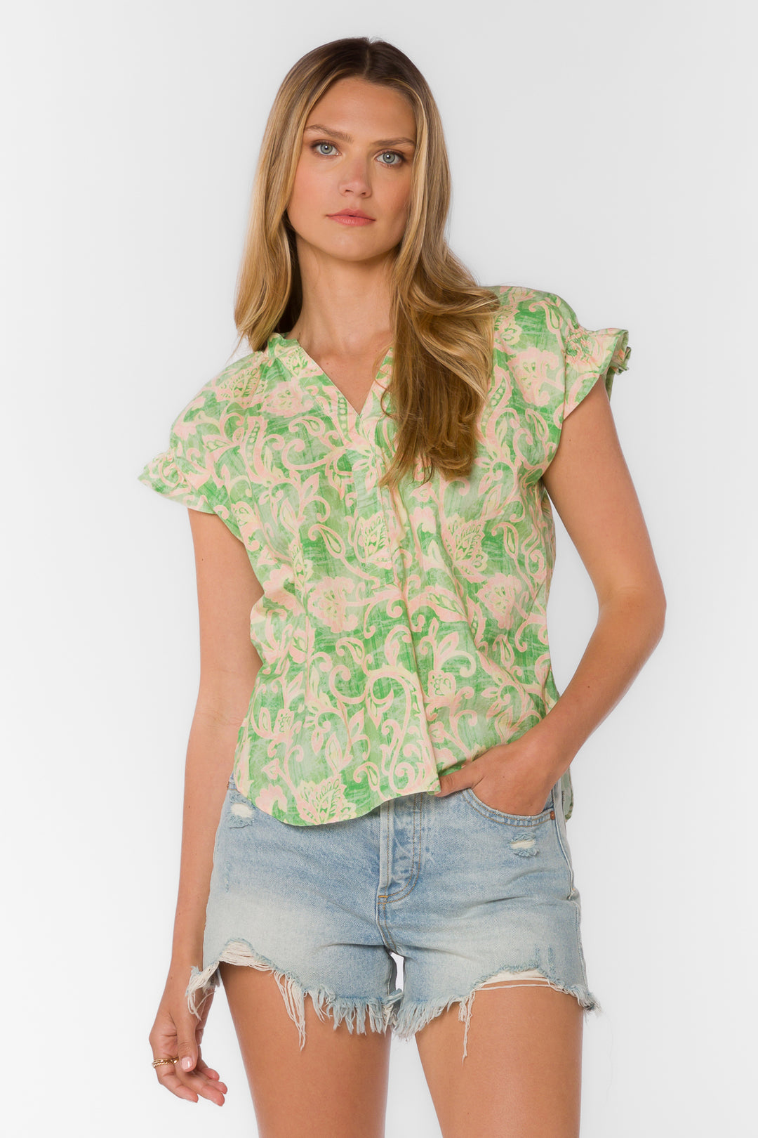 Avery Jacobean Floral Top - Tops - Velvet Heart Clothing