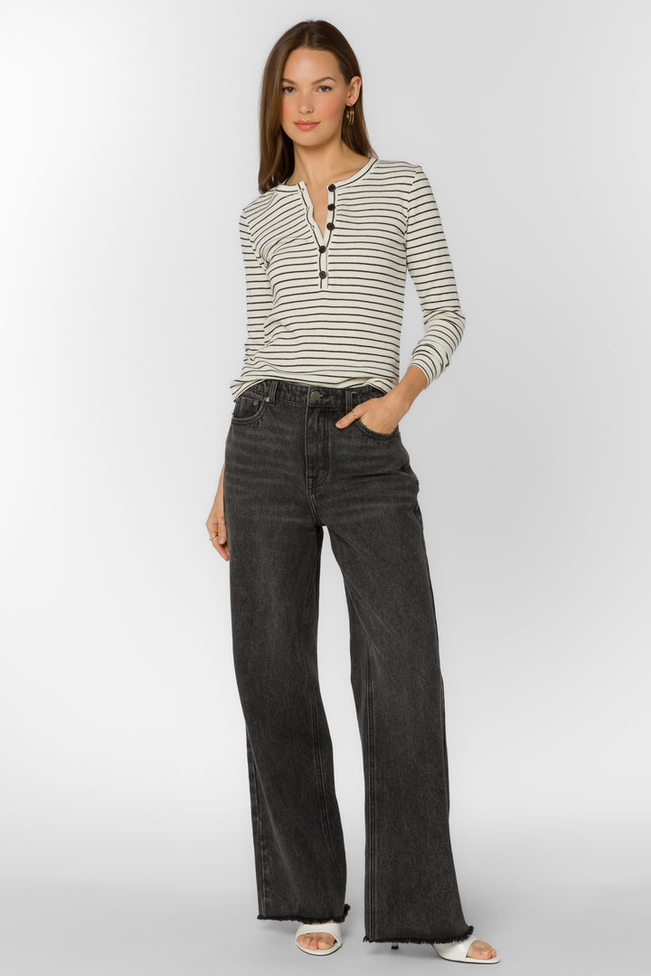 Beasley Natural Black Stripe Tee - Tops - Velvet Heart Clothing