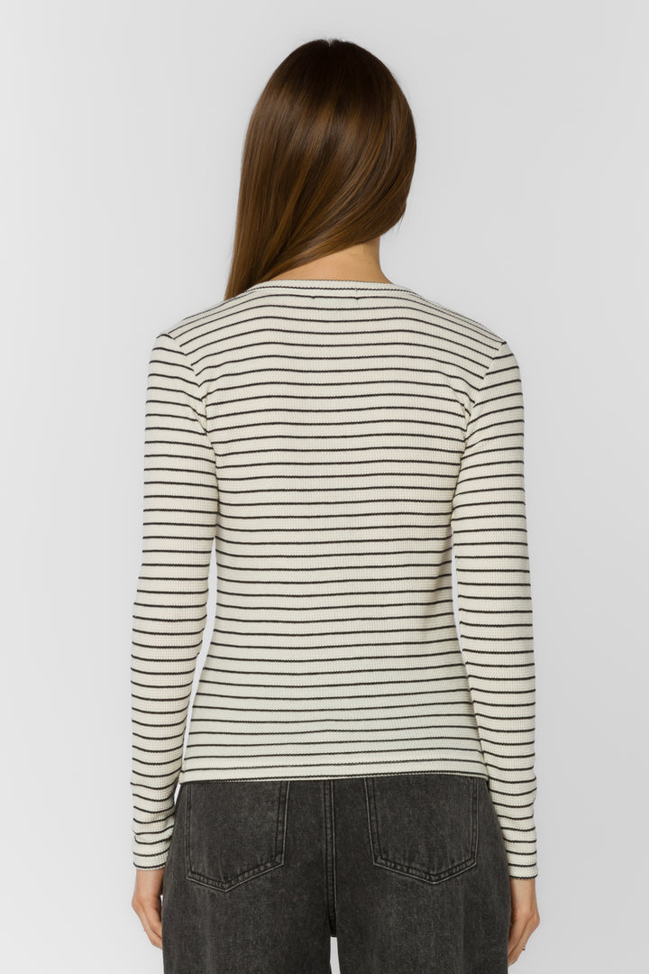 Beasley Natural Black Stripe Tee - Tops - Velvet Heart Clothing