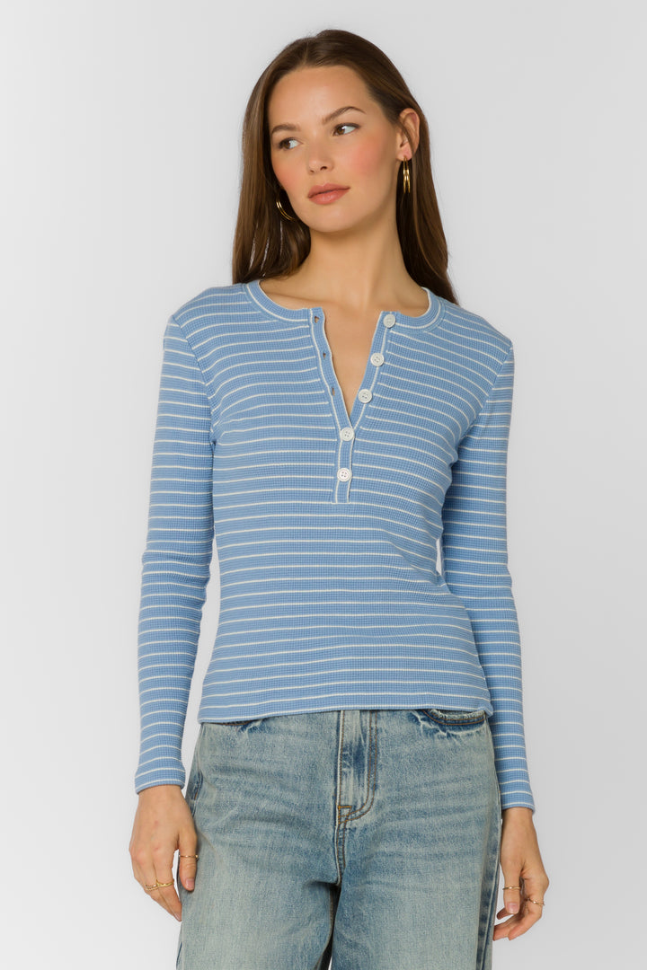 Beasley Periwinkle Stripe Tee - Tops - Velvet Heart Clothing