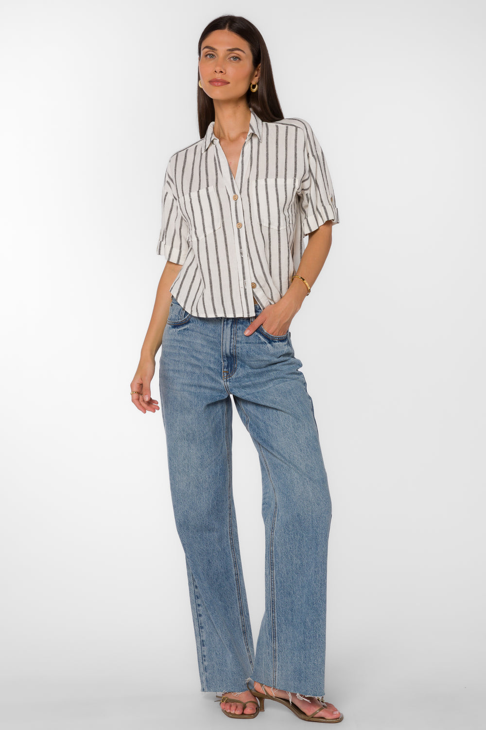 Brandon Black Stripe Shirt - Tops - Velvet Heart Clothing