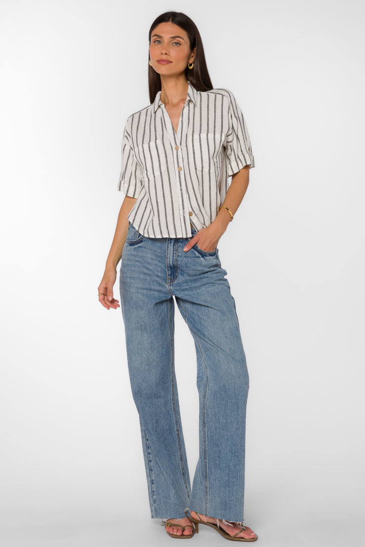 Brandon Black Stripe Shirt - Tops - Velvet Heart Clothing