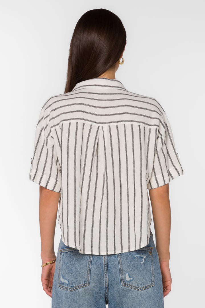 Brandon Black Stripe Shirt - Tops - Velvet Heart Clothing