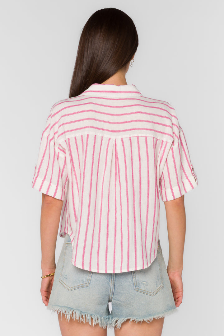 Brandon Fuchsia Stripe Shirt - Tops - Velvet Heart Clothing