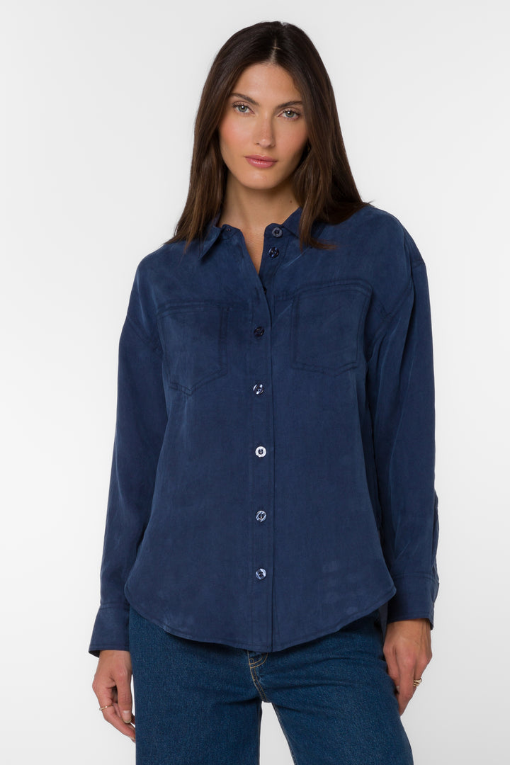 Braxton Navy Shirt - Tops - Velvet Heart Clothing