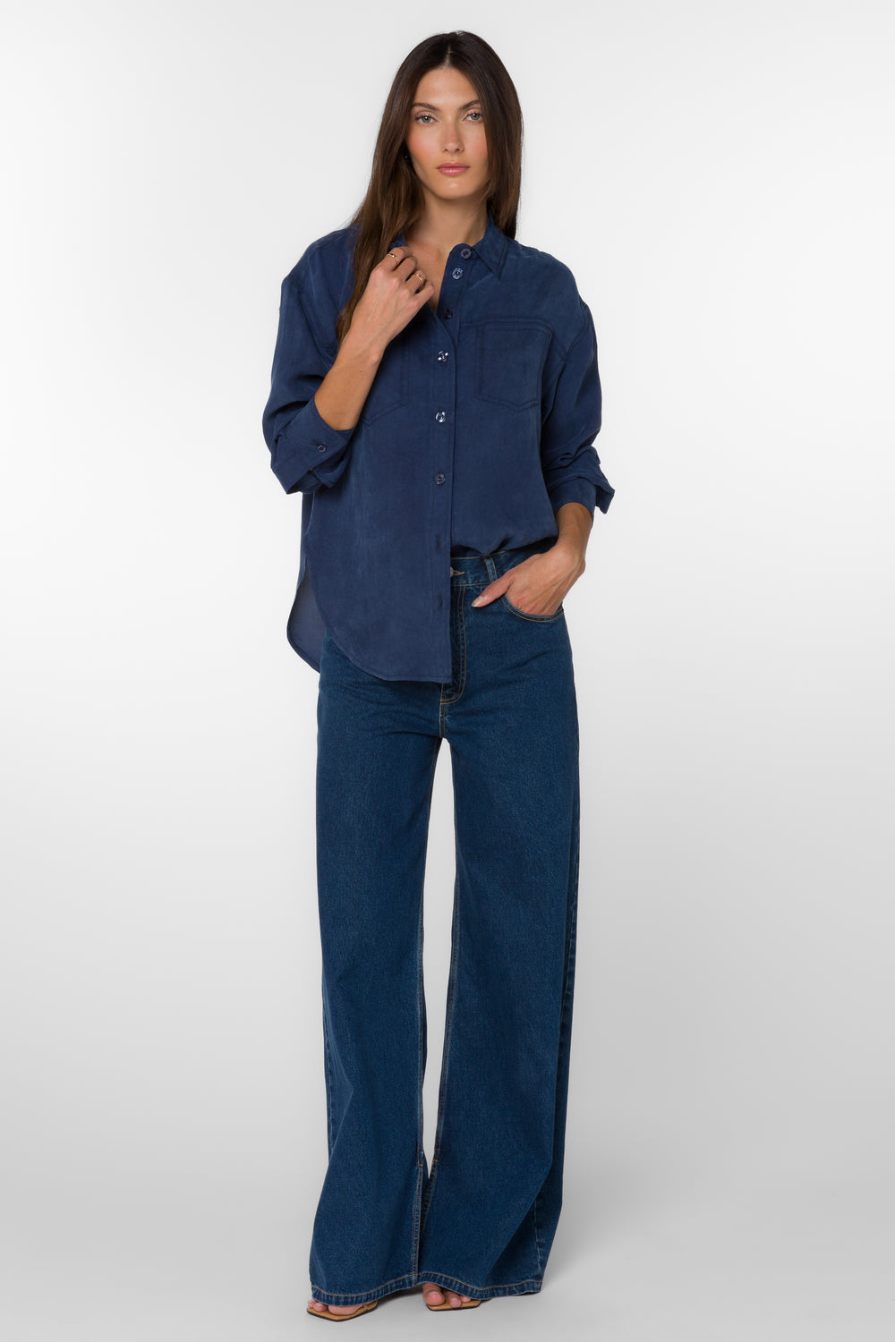 Braxton Navy Shirt - Tops - Velvet Heart Clothing