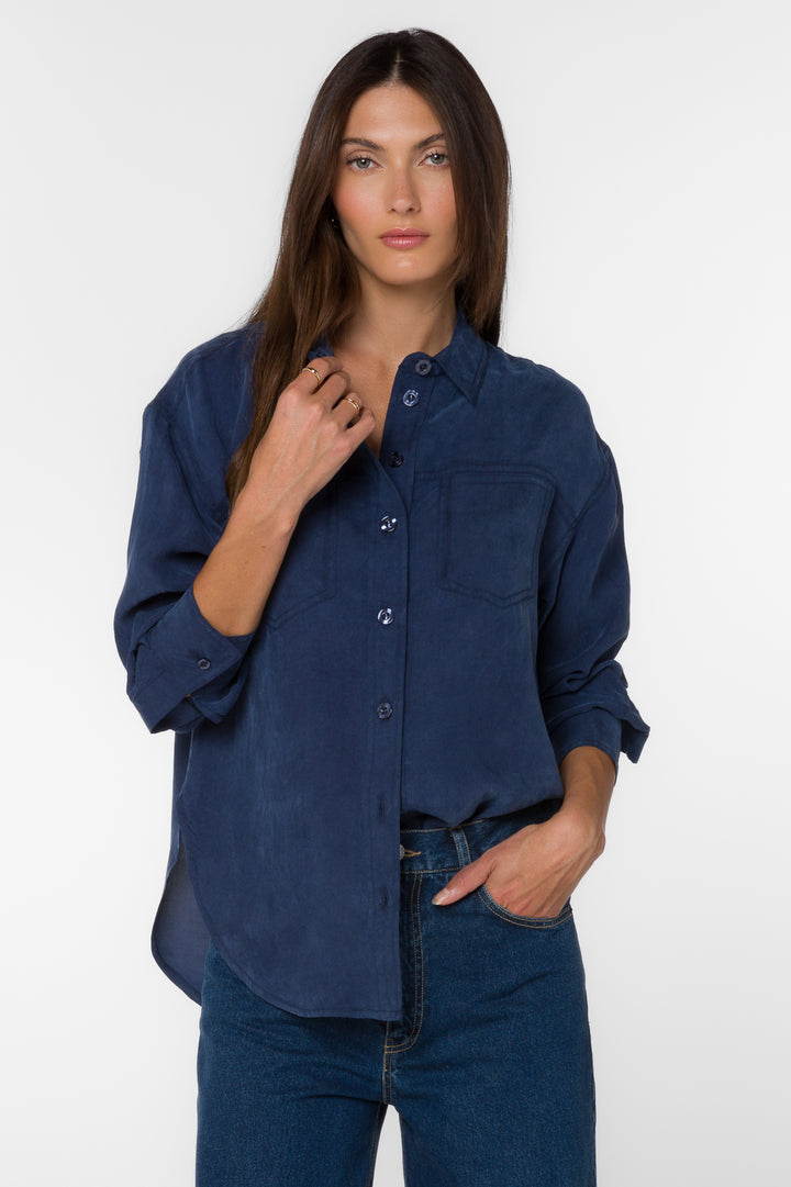 Braxton Navy Shirt - Tops - Velvet Heart Clothing