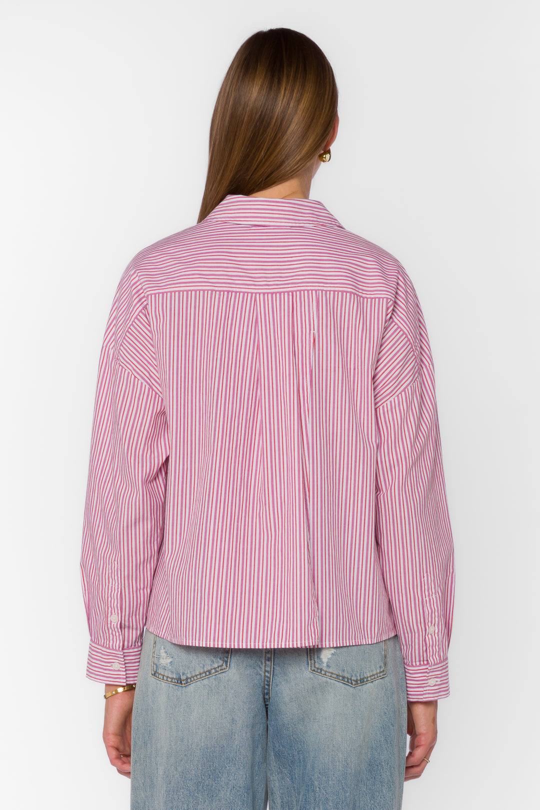 Brigette Pink Stripe Shirt - Tops - Velvet Heart Clothing