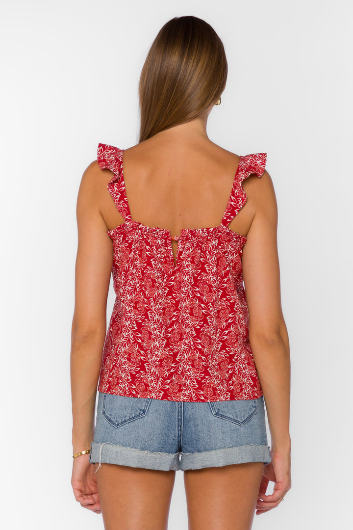 Carolyn Red Floral Cami - Tops - Velvet Heart Clothing