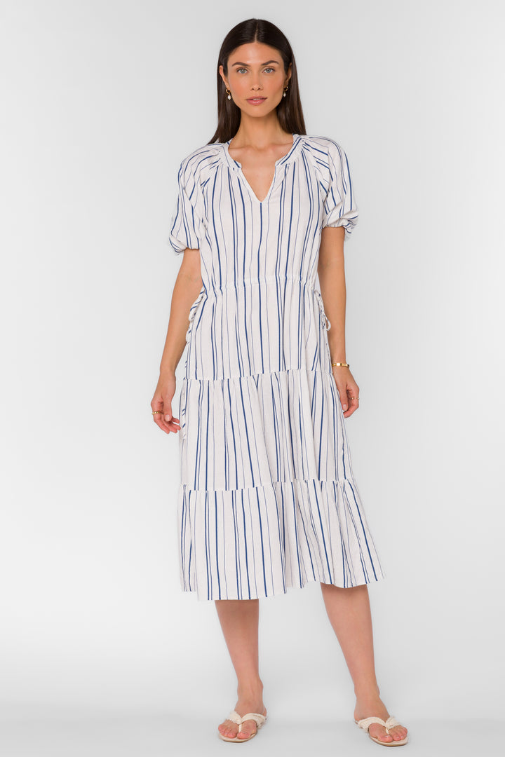 Cassie Blue Stripe Dress - Dresses - Velvet Heart Clothing