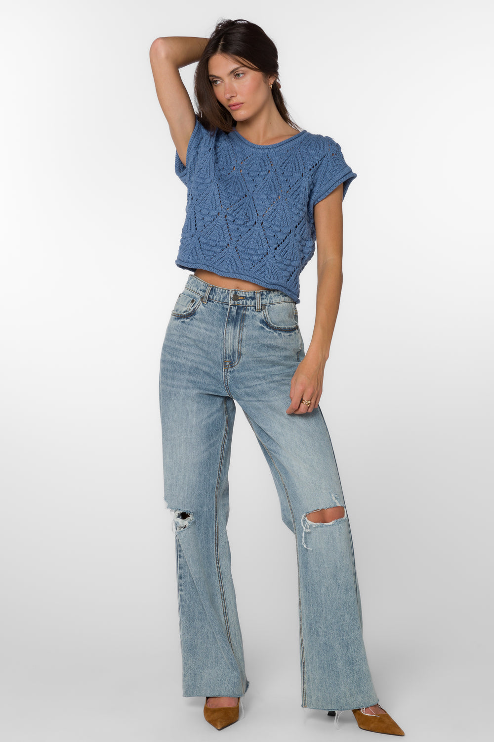 Darlita Dusk Blue Sweater - Tops - Velvet Heart Clothing