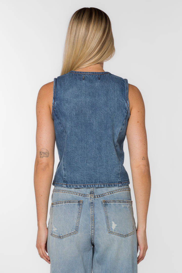 Dellis Evian Blue Vest - Jackets & Outerwear - Velvet Heart Clothing