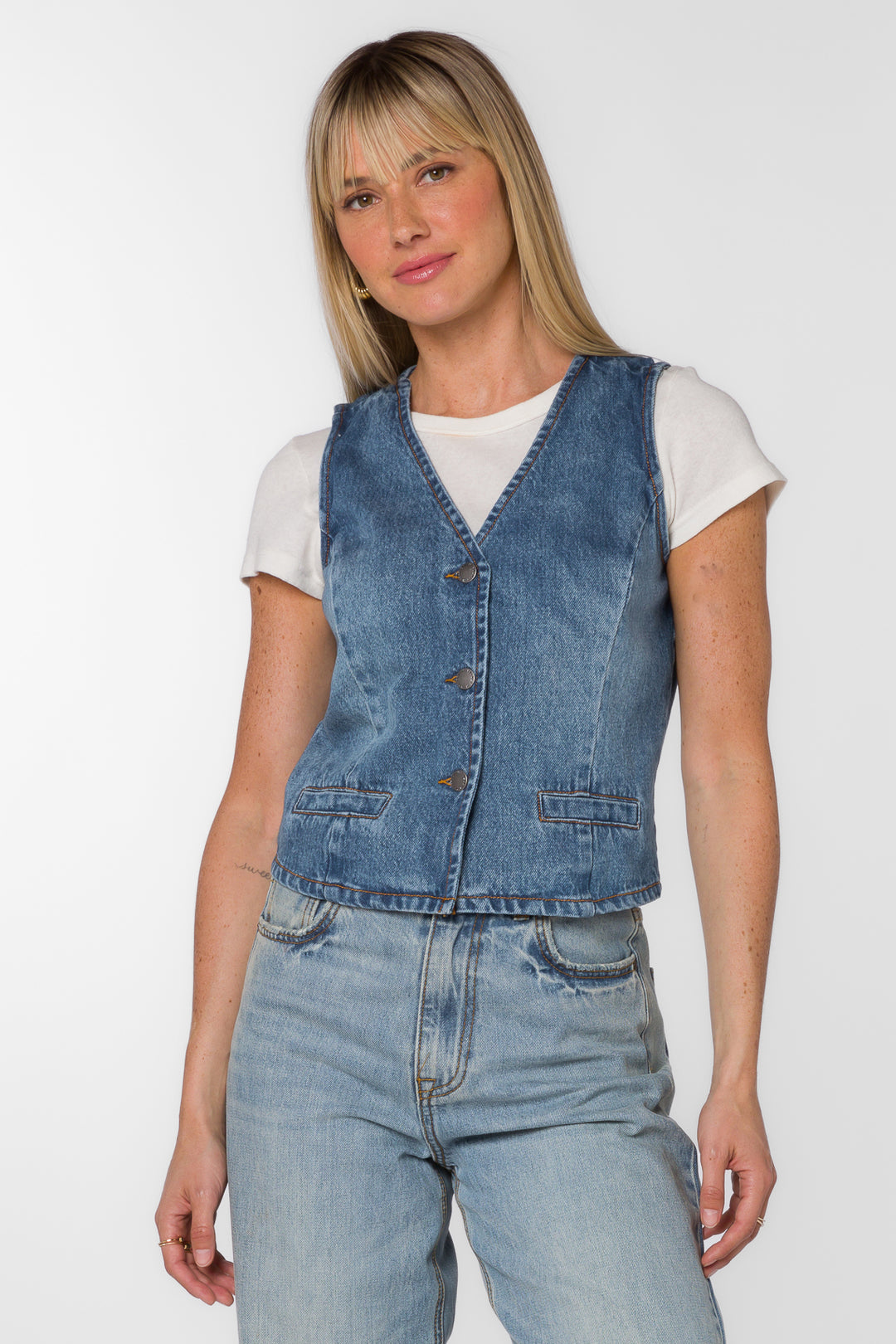 Dellis Evian Blue Vest - Jackets & Outerwear - Velvet Heart Clothing