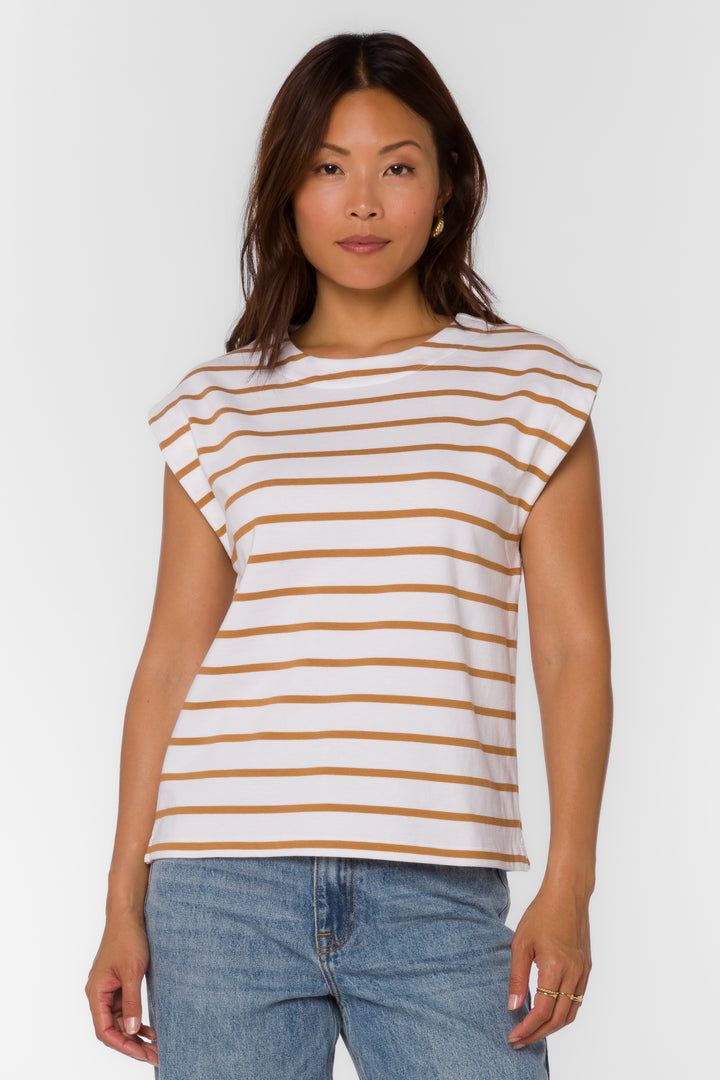Derrick Burlap Striped Tee - Tops - Velvet Heart Clothing