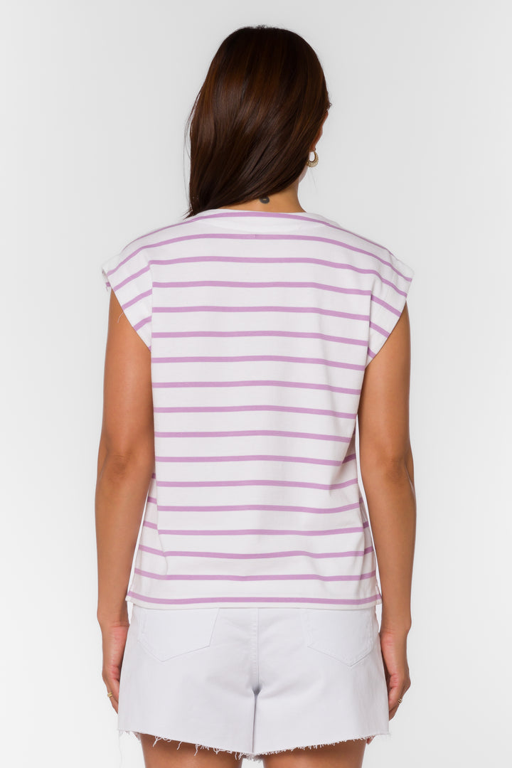 Derrick Lavender Striped Tee - Tops - Velvet Heart Clothing