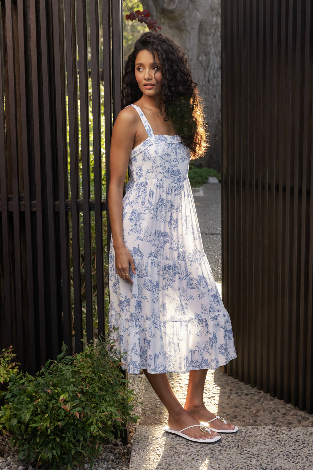 Diana Blue Toile Dress - Dresses - Velvet Heart Clothing