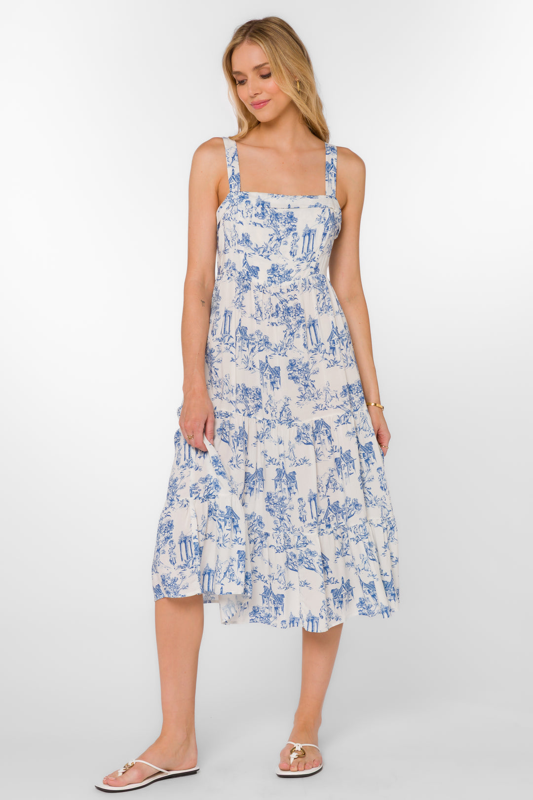 Diana Blue Toile Dress - Dresses - Velvet Heart Clothing