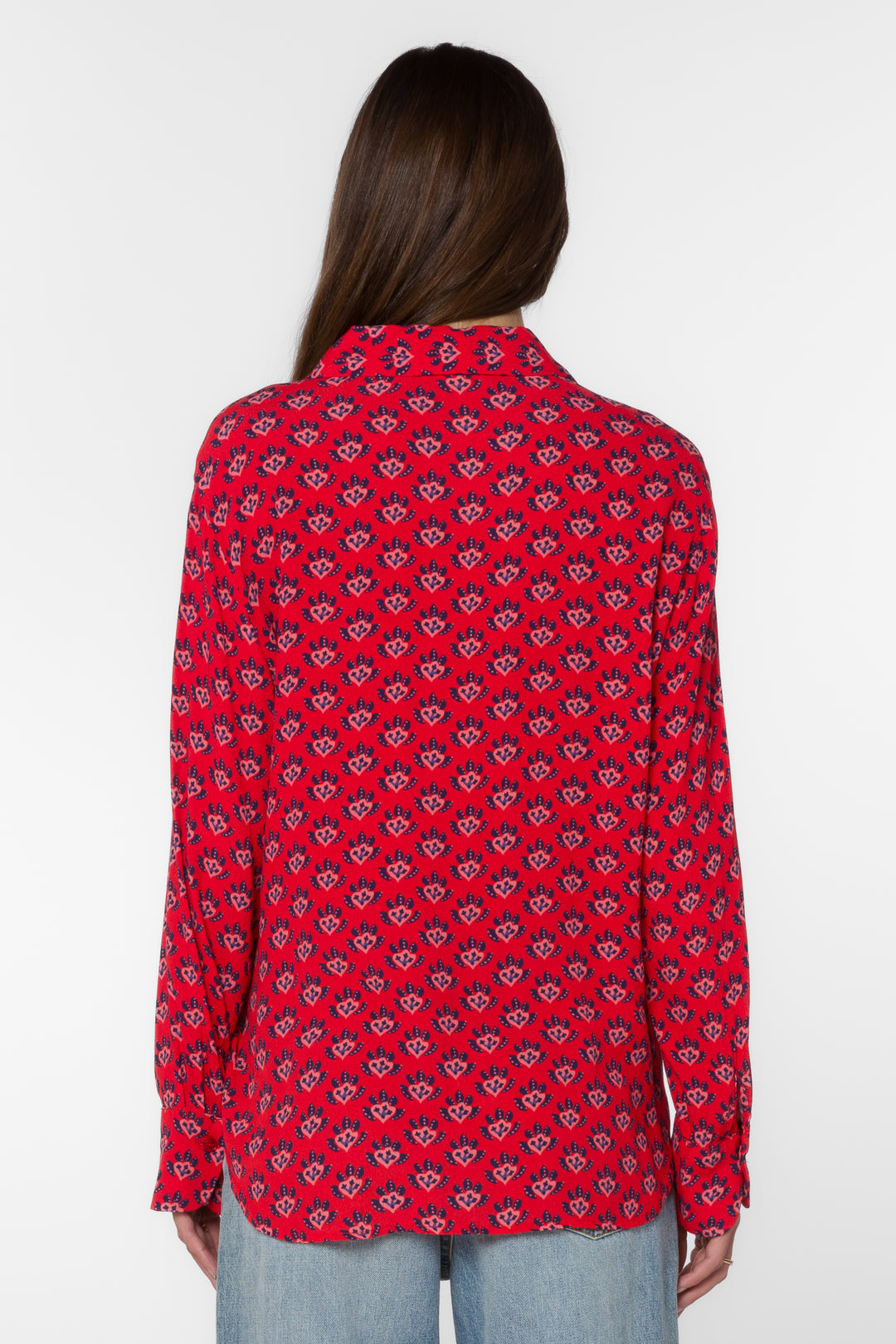 Elena Red Leaf Shirt - Tops - Velvet Heart Clothing
