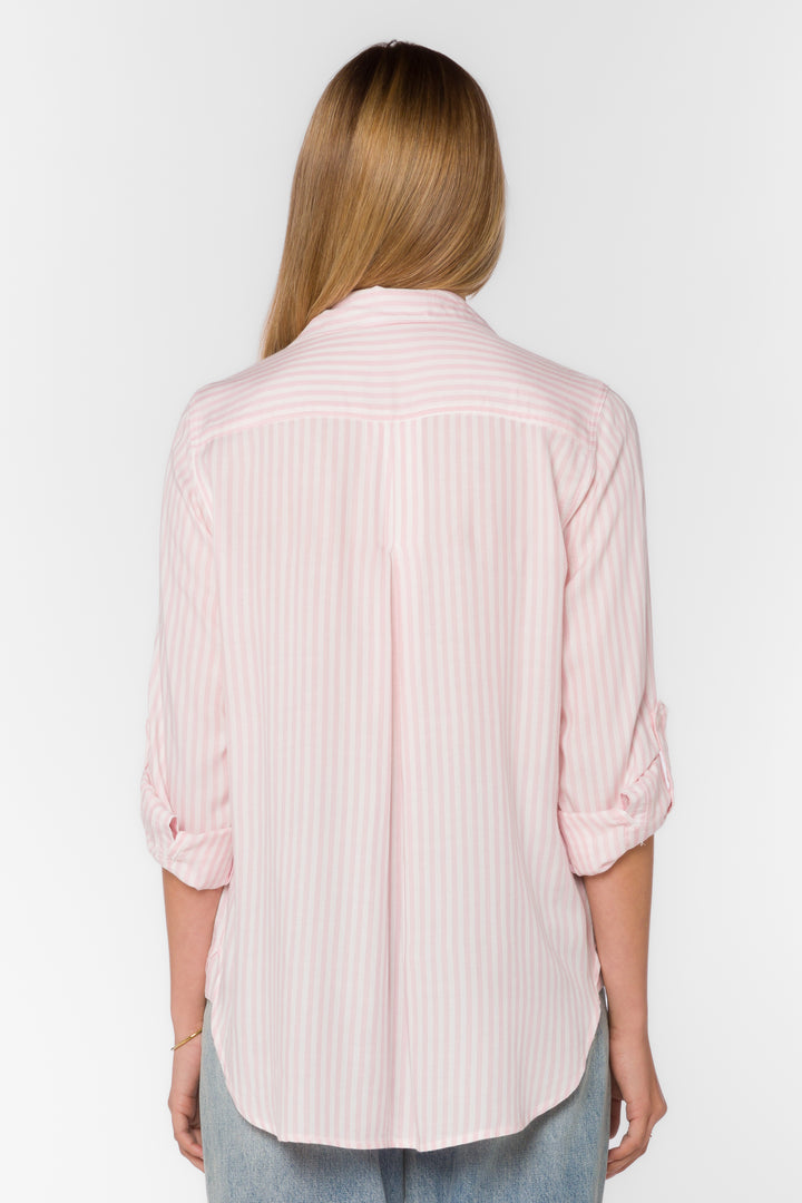 Elisa Pink Striped Shirt - Tops - Velvet Heart Clothing