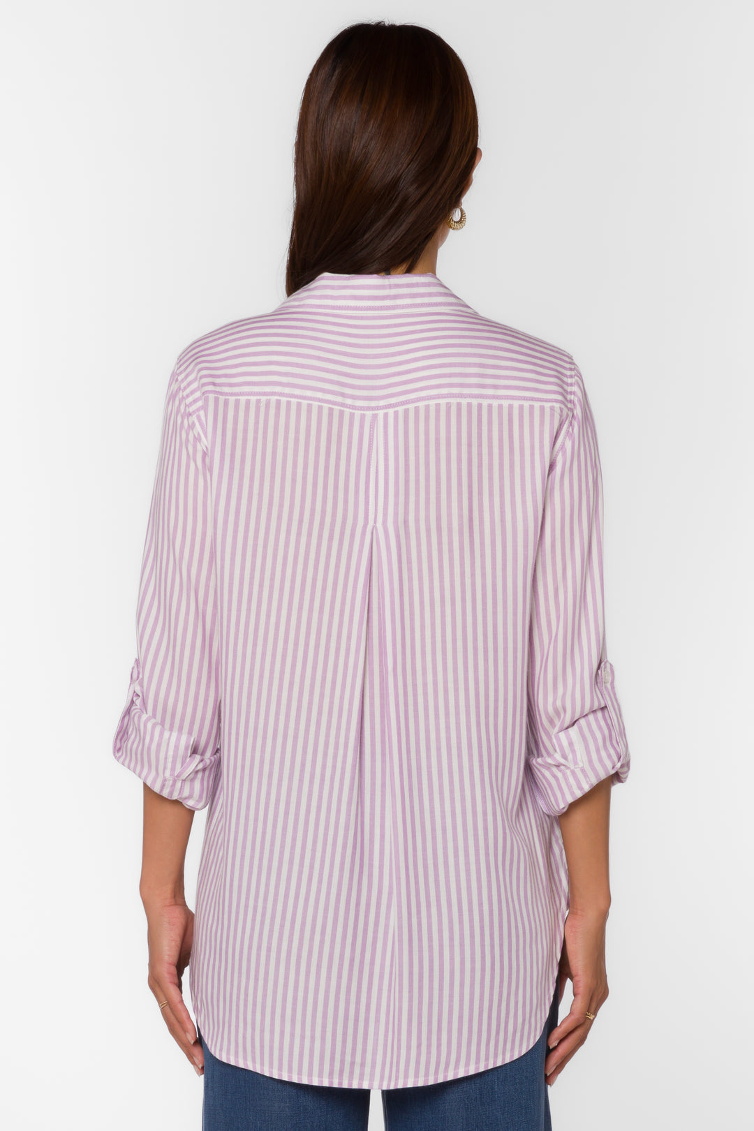 Elisa Lavender Striped Shirt - Tops - Velvet Heart Clothing