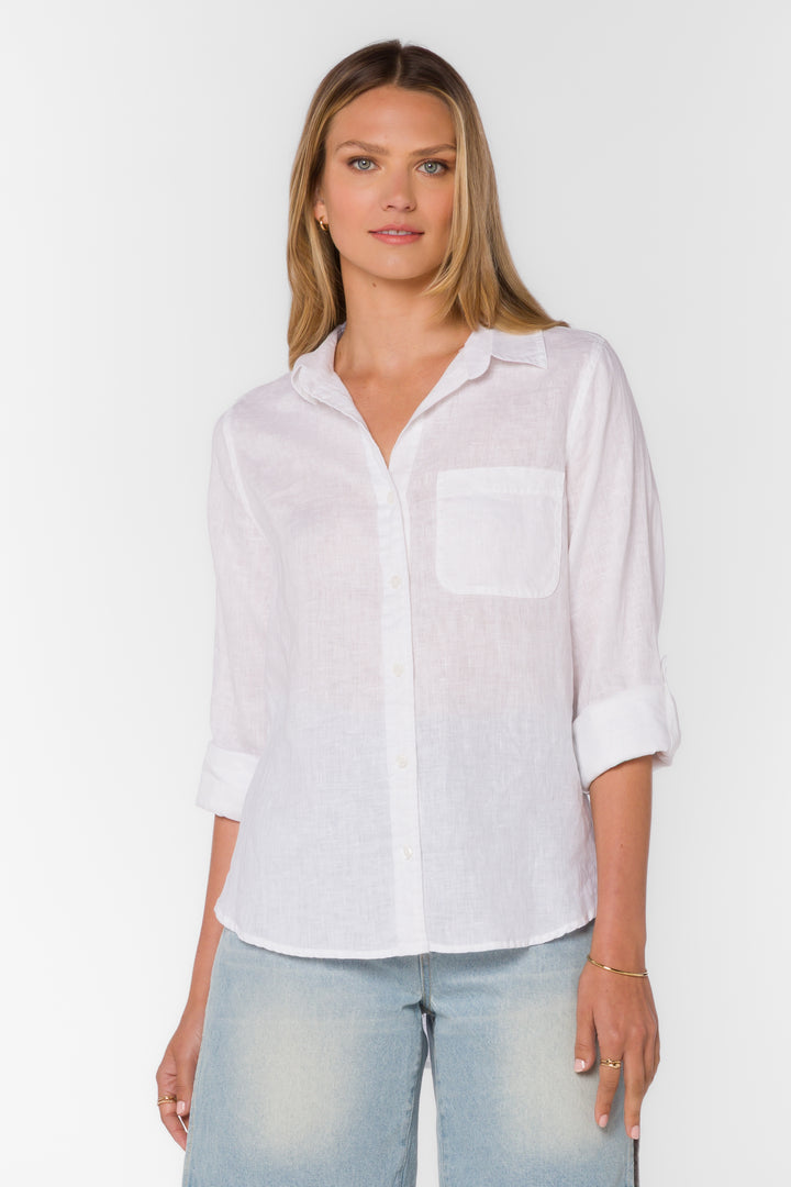 Elisa Optic White Shirt - Tops - Velvet Heart Clothing