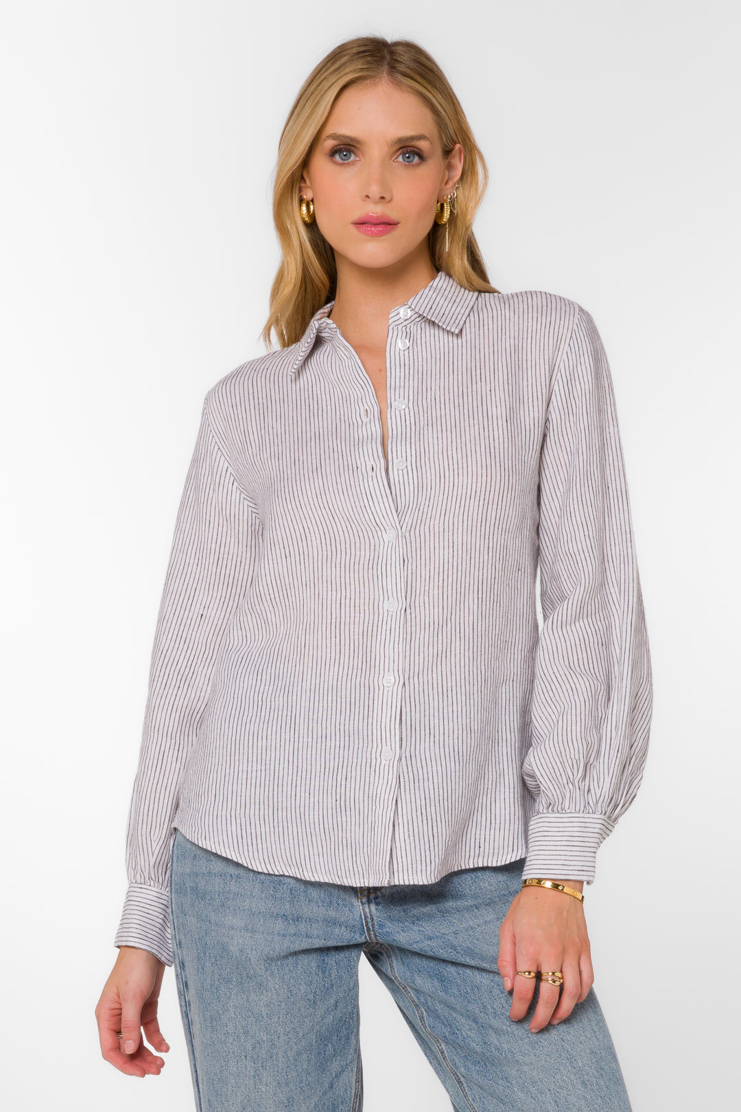 Emilio Black Stripe Shirt - Tops - Velvet Heart Clothing