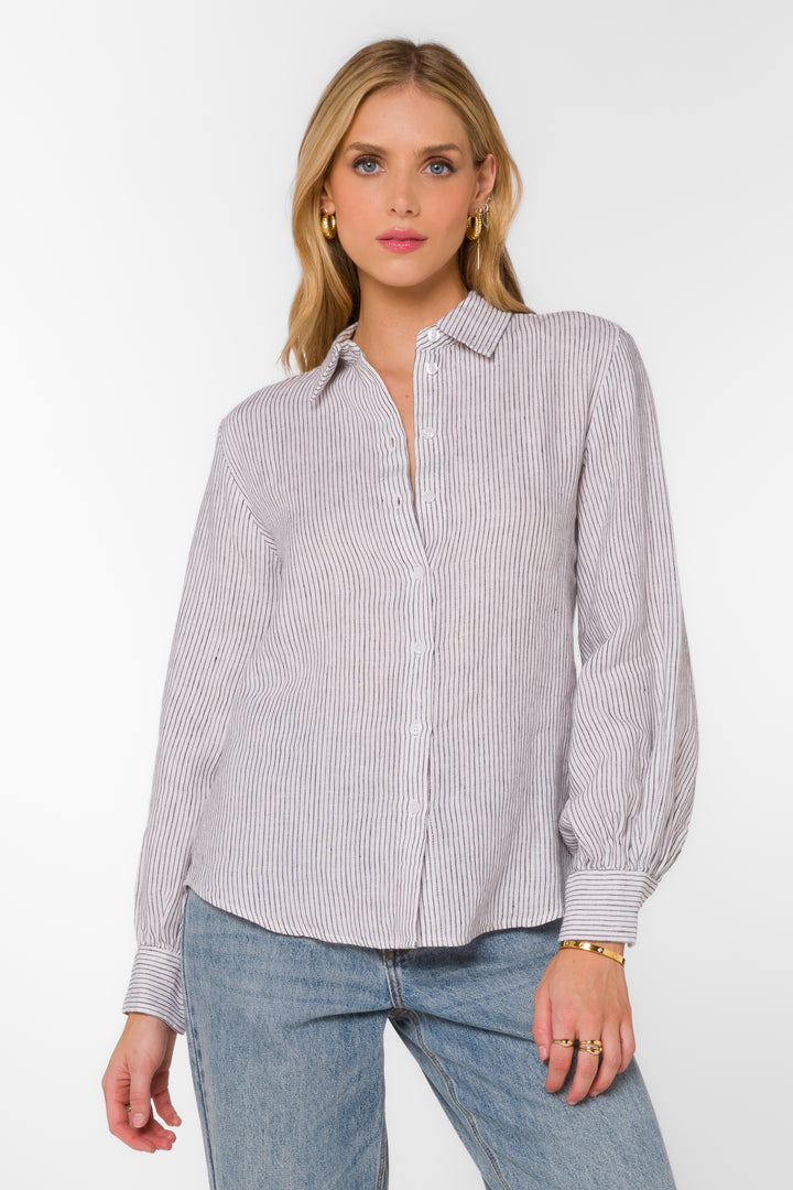 Emilio Black Stripe Shirt - Tops - Velvet Heart Clothing