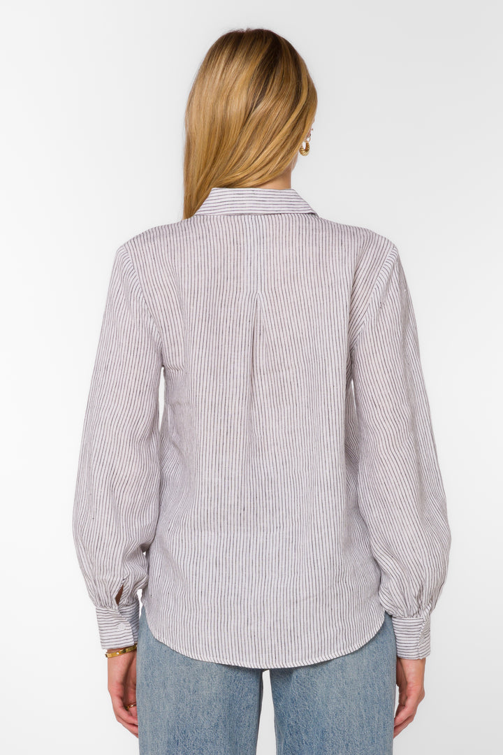 Emilio Black Stripe Shirt - Tops - Velvet Heart Clothing