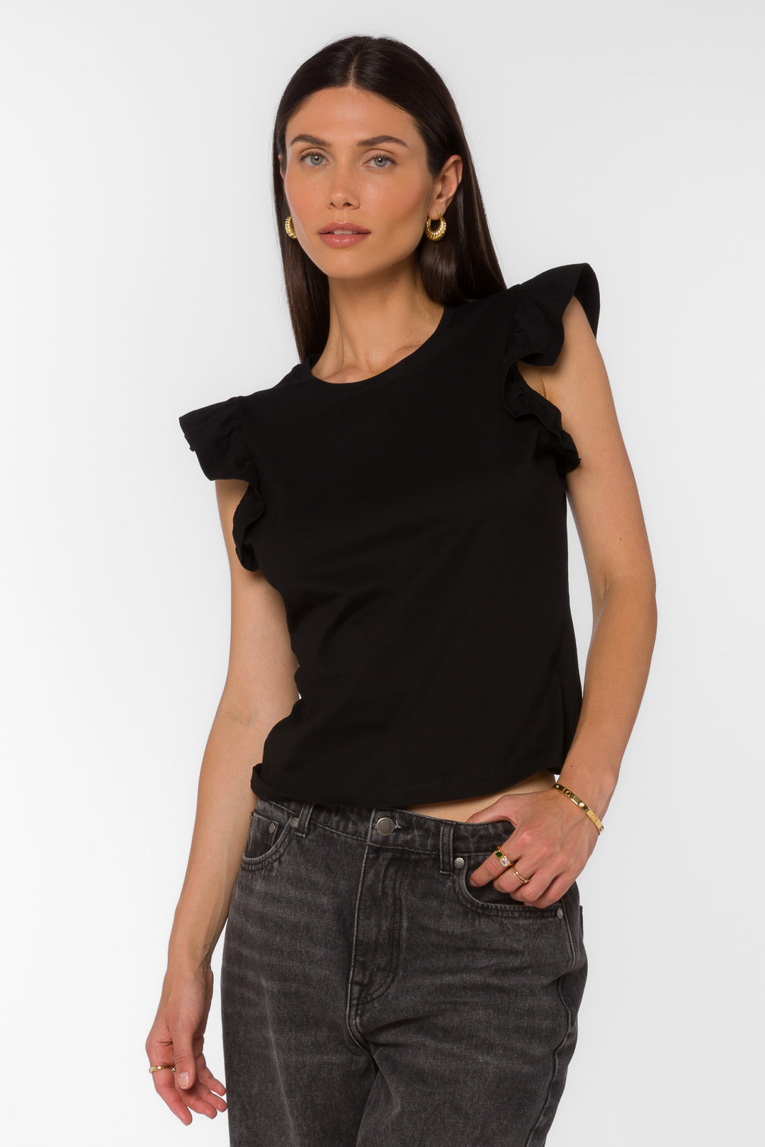 Fabiola Black Tee - Tops - Velvet Heart Clothing