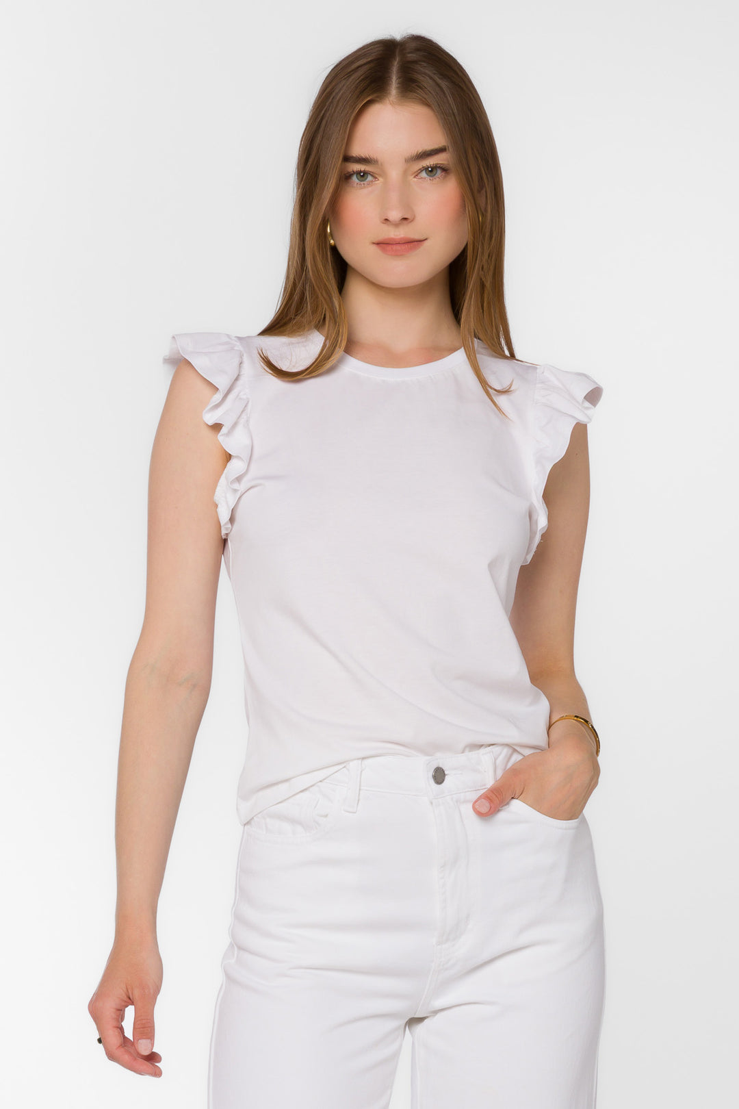 Fabiola Optic White Tee - Tops - Velvet Heart Clothing