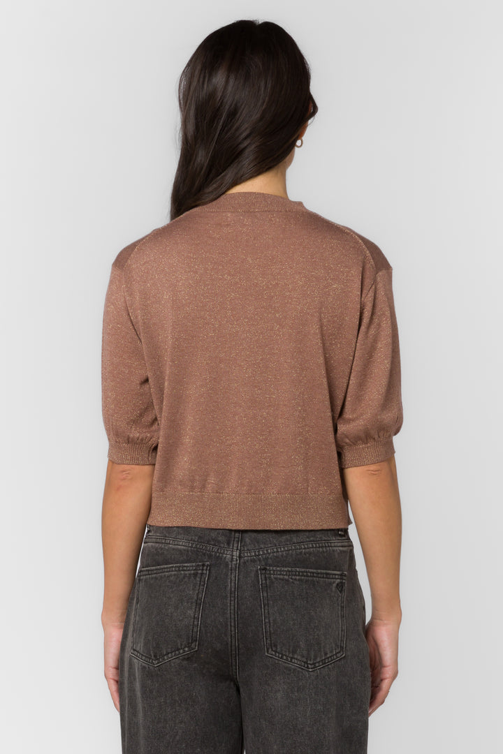 Fendy Cognac Metallic Sweater - Sweaters - Velvet Heart Clothing