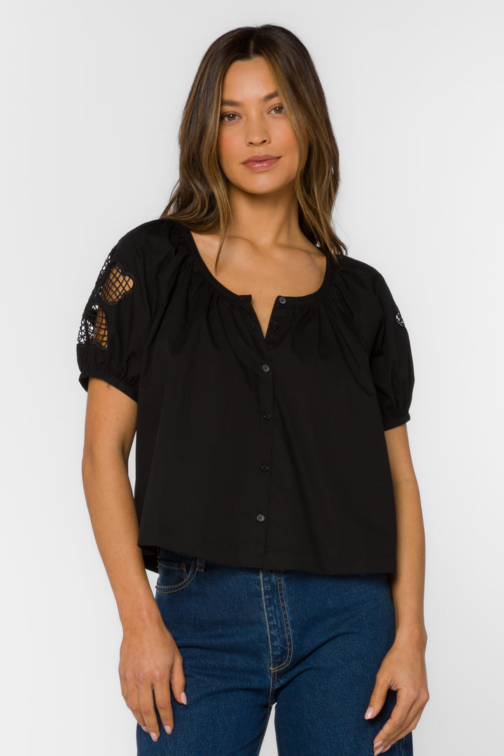 Flora Black Top - Tops - Velvet Heart Clothing