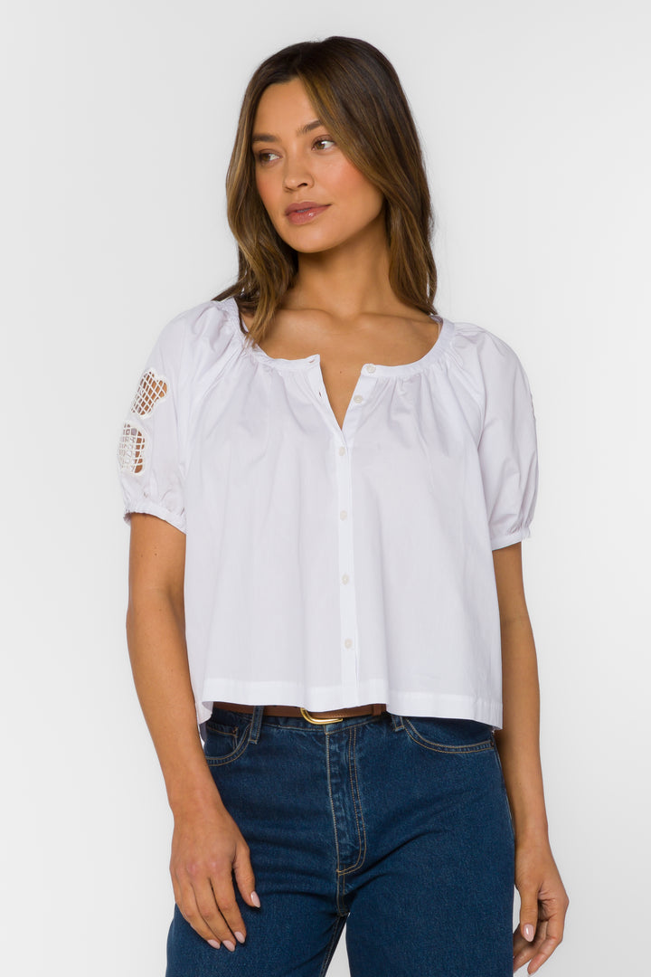 Flora Optic White Top - Tops - Velvet Heart Clothing