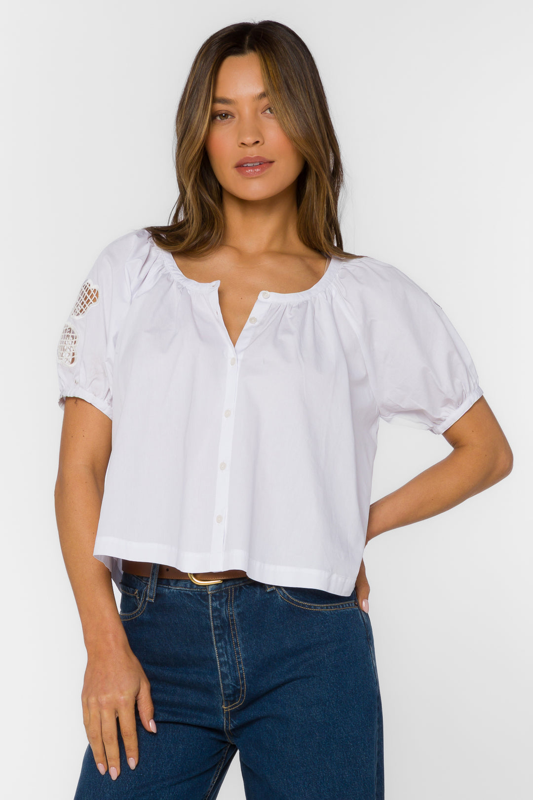 Flora Optic White Top - Tops - Velvet Heart Clothing