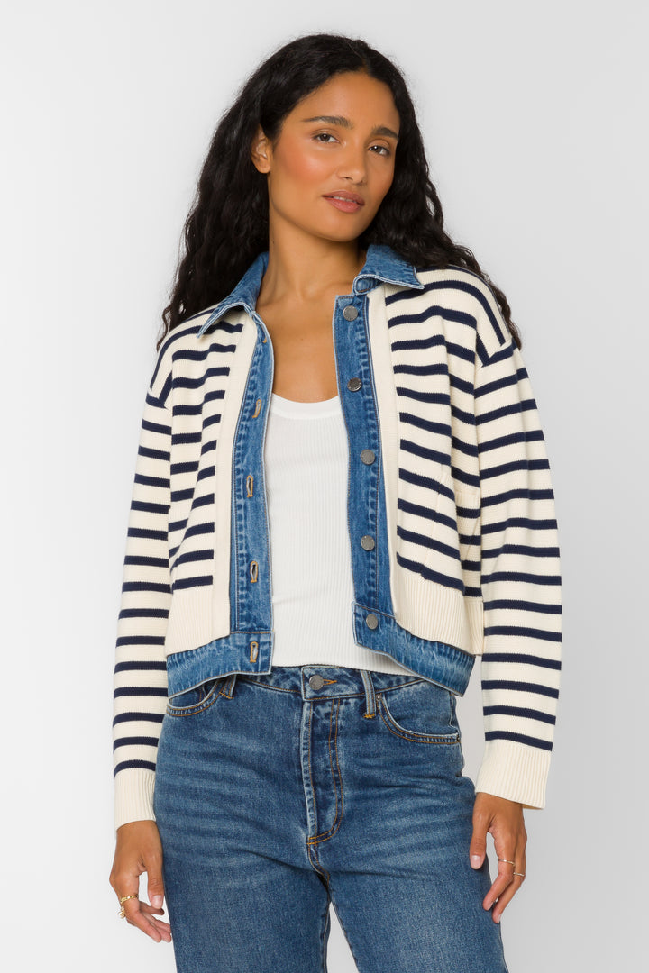 Francis Ivory Blue Jacket - Jackets & Outerwear - Velvet Heart Clothing