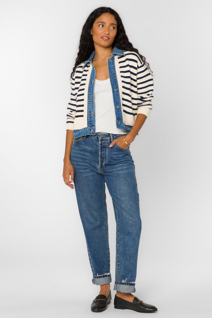 Francis Ivory Blue Jacket - Jackets & Outerwear - Velvet Heart Clothing