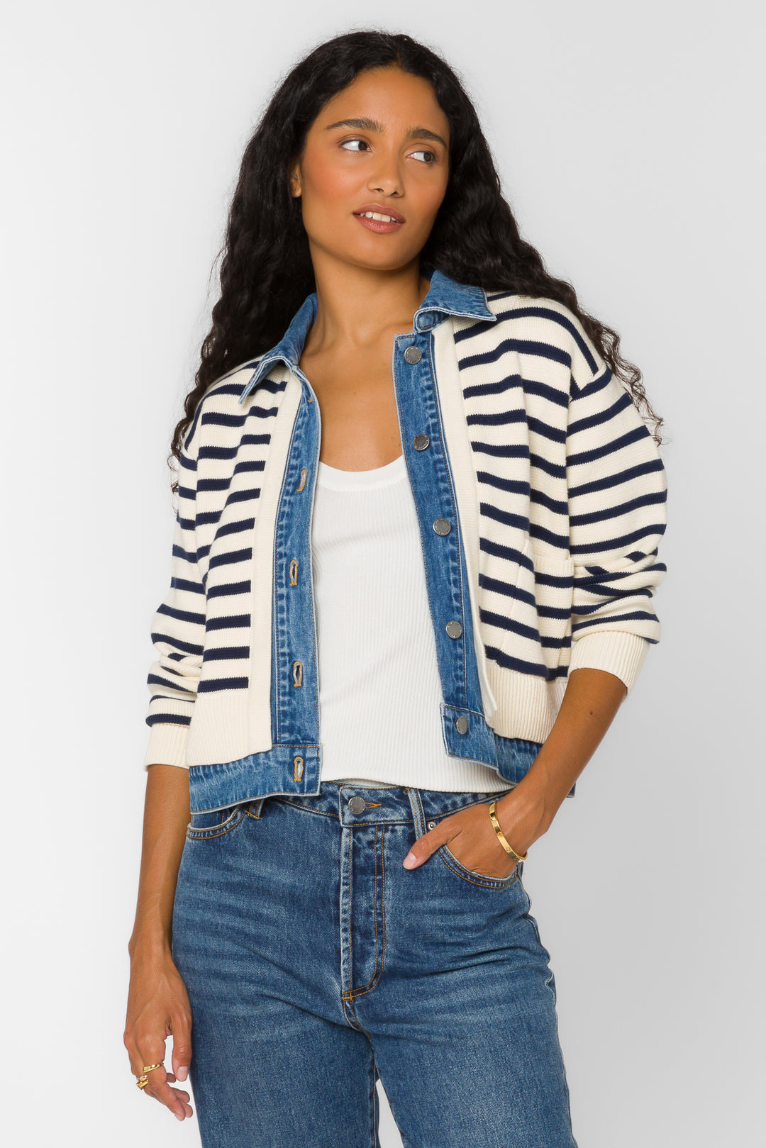 Francis Ivory Blue Jacket - Jackets & Outerwear - Velvet Heart Clothing