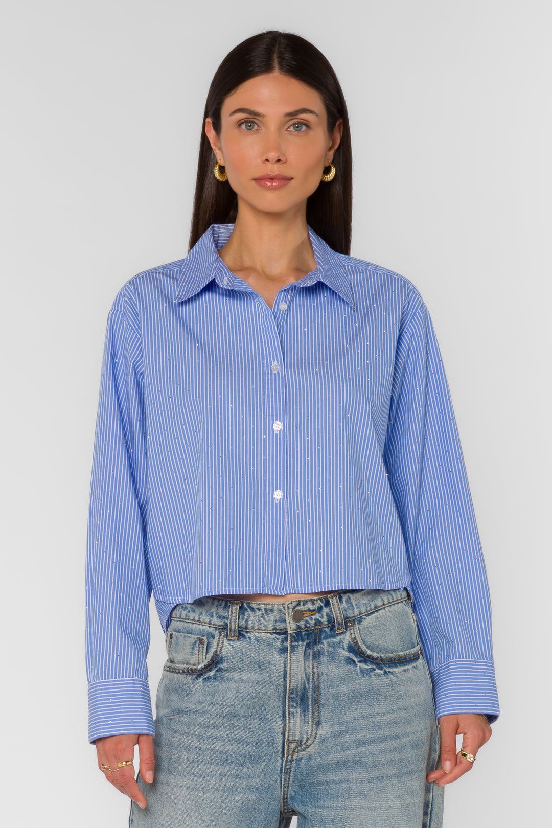 Frazer Blue Stripe Shirt - Tops - Velvet Heart Clothing