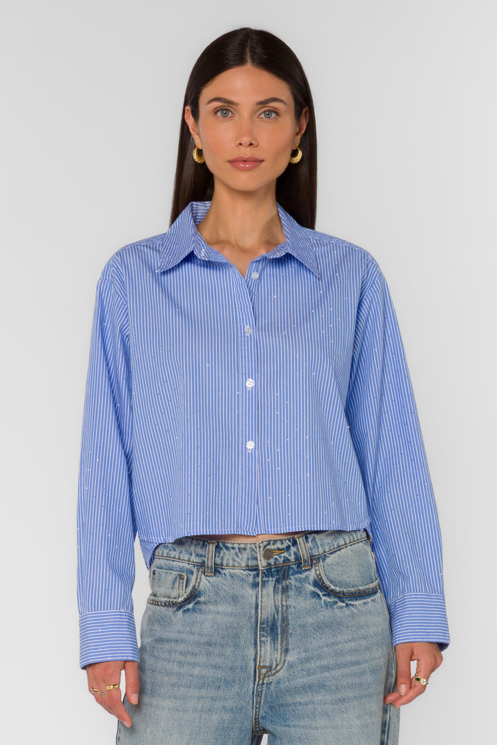 Frazer Blue Stripe Shirt - Tops - Velvet Heart Clothing