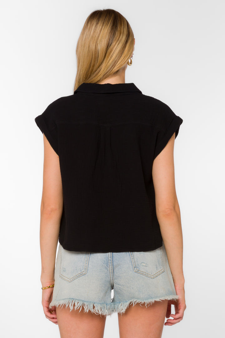 Gavin Black Cotton Top - Tops - Velvet Heart Clothing