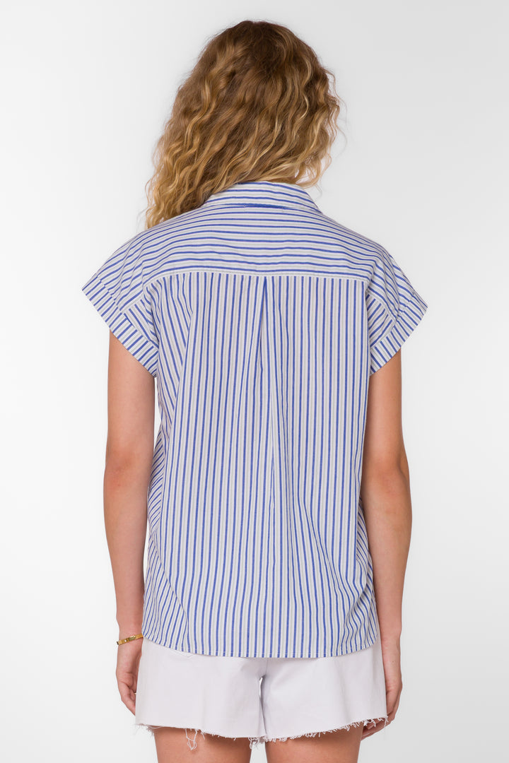 Ilene Oia Blue Stripe Shirt - Tops - Velvet Heart Clothing