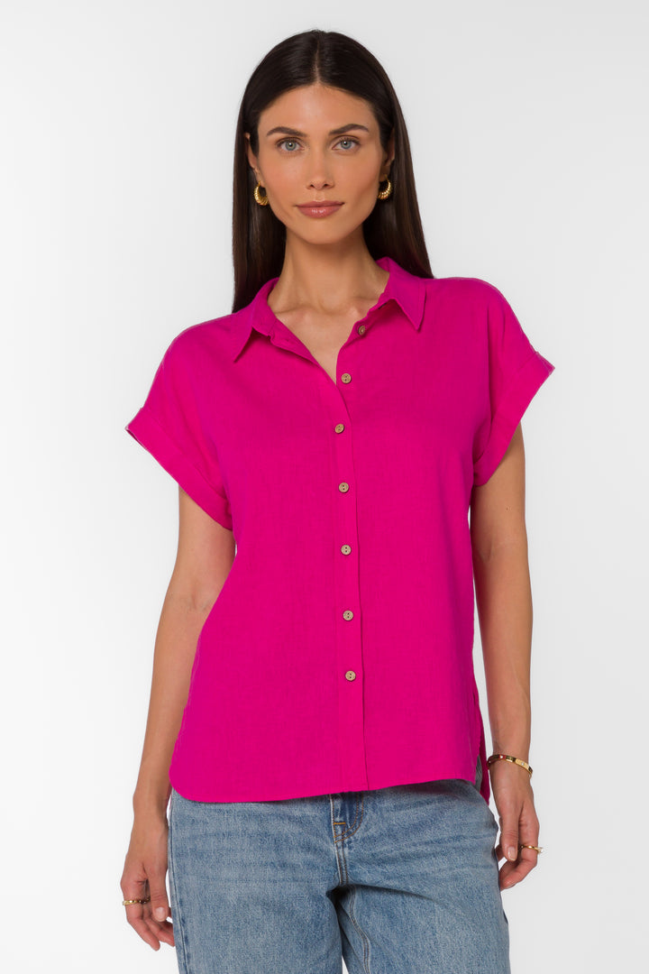 Ilene Fuchsia Flambe Shirt - Tops - Velvet Heart Clothing