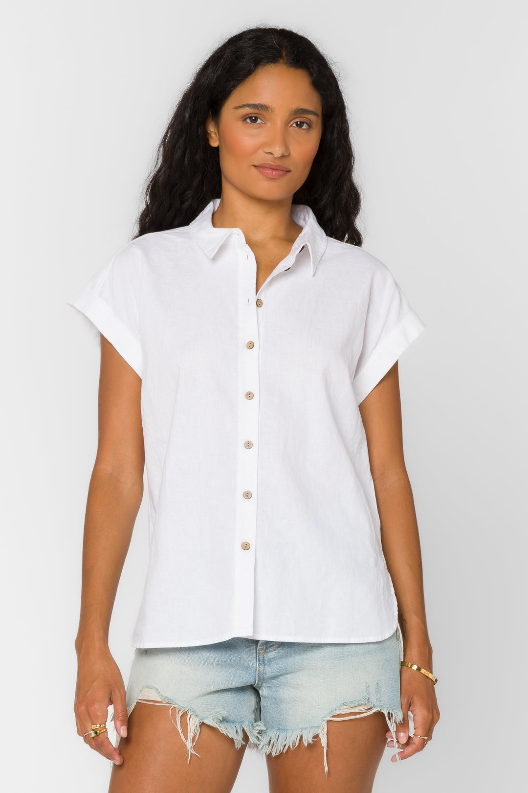 Ilene Optic White Shirt - Tops - Velvet Heart Clothing