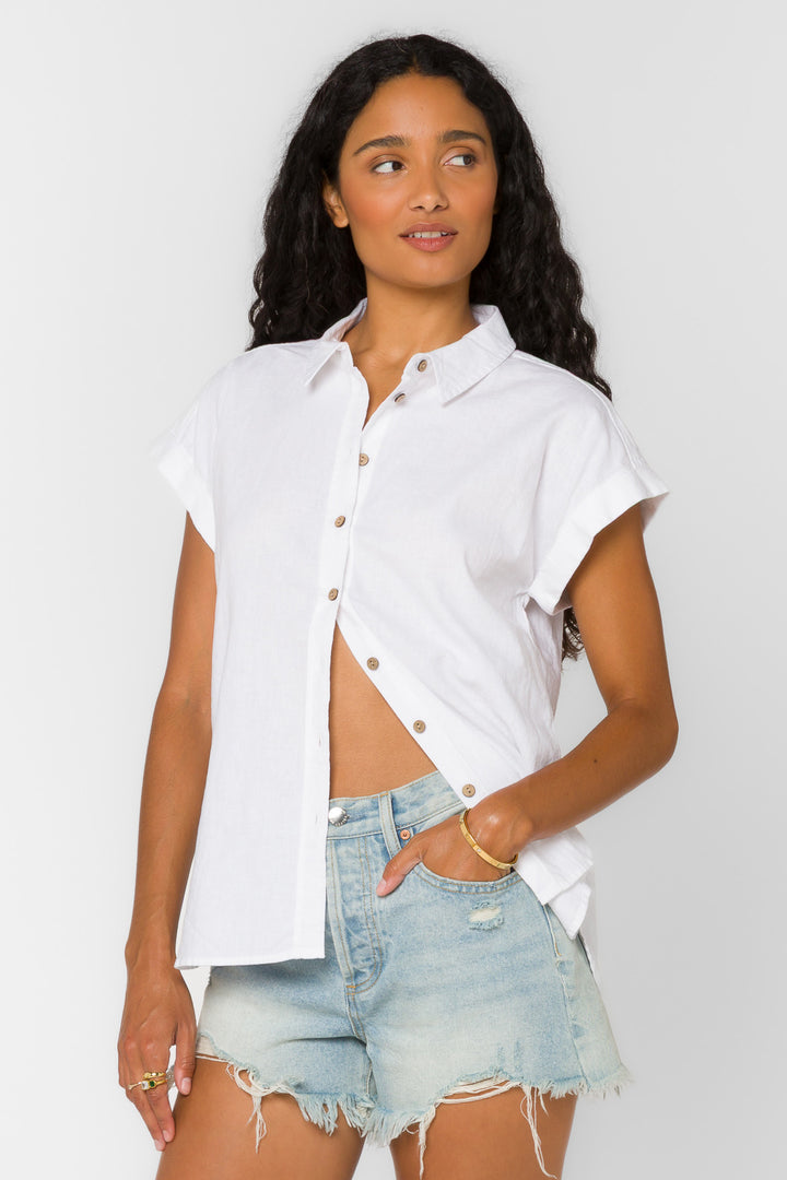 Ilene Optic White Shirt - Tops - Velvet Heart Clothing