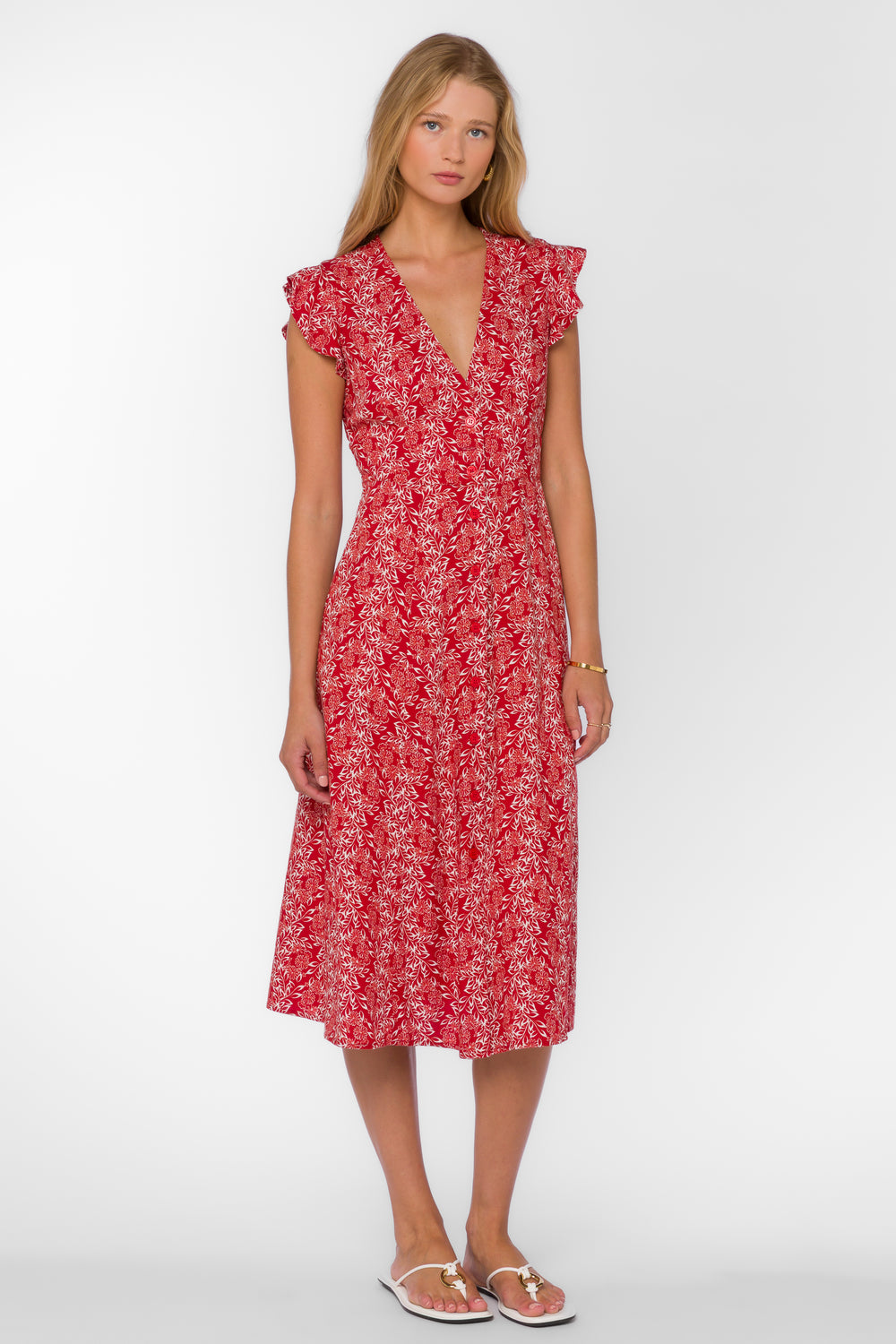 Jem Red Floral Dress - Dresses - Velvet Heart Clothing