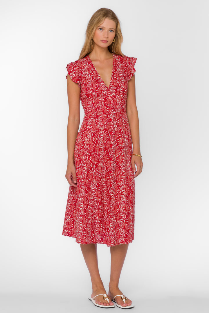 Jem Red Floral Dress - Dresses - Velvet Heart Clothing